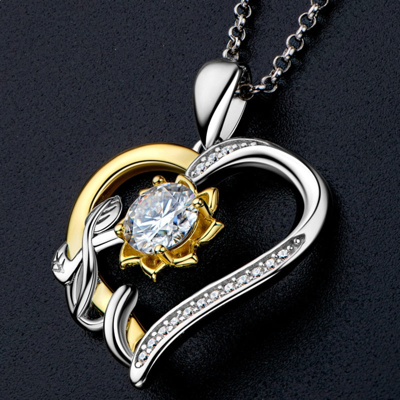 Eternal Passion Moissanite Necklace in 18k Gold Plated Silver