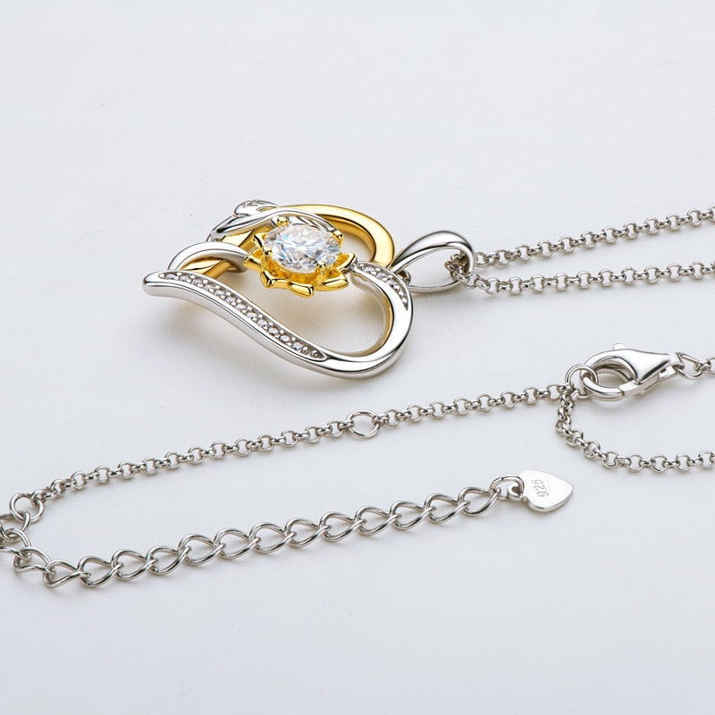 Eternal Passion Moissanite Necklace in 18k Gold Plated Silver