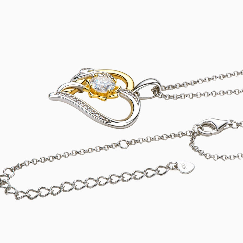 Eternal Passion Moissanite Necklace in 18k Gold Plated Silver