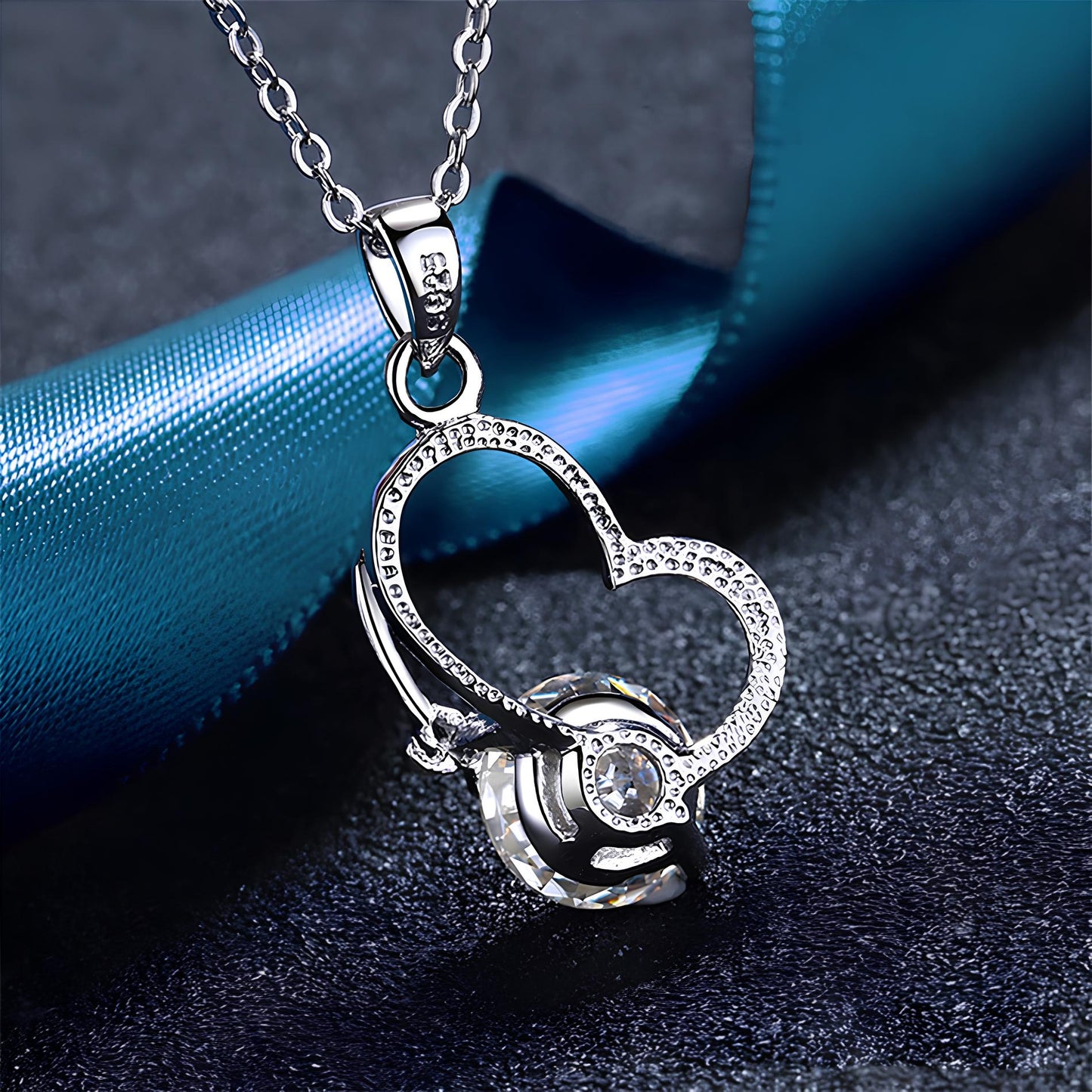 Destiny of Love Moissanite Necklace in Silver