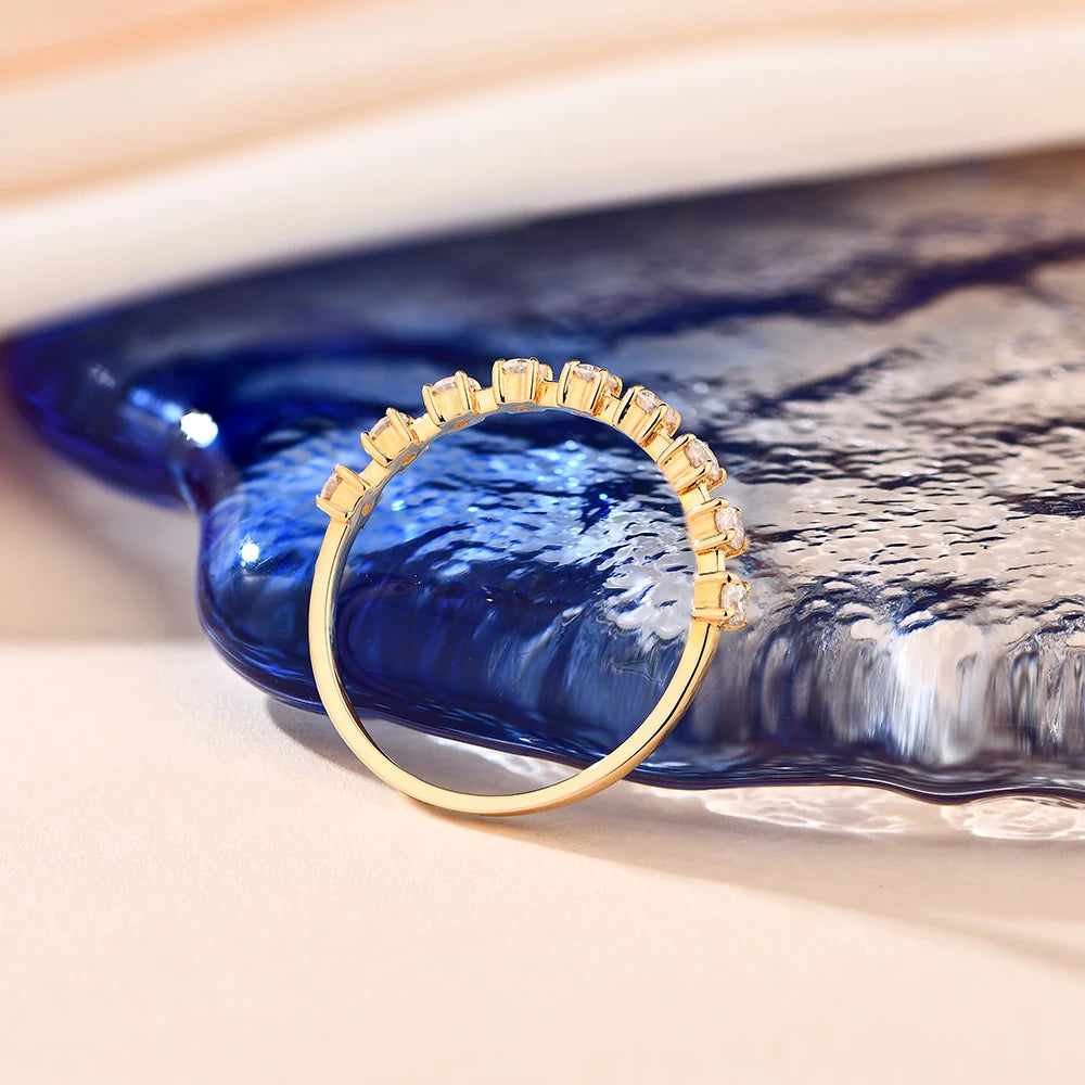 Flawless Half Wedding Ring 90 Points 18k Gold Plated Silver