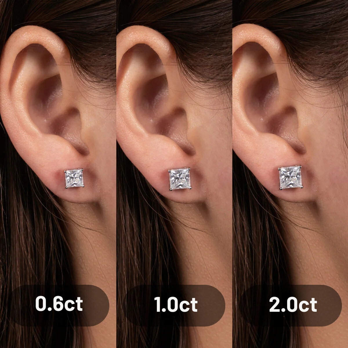Princesse Or 10k Moissanite Earrings