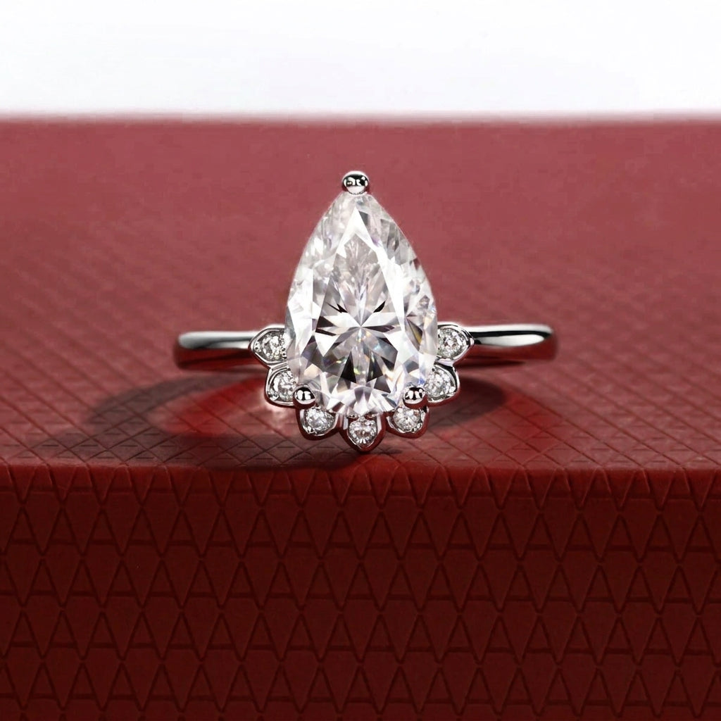 Fleur Pear Moissanite Ring