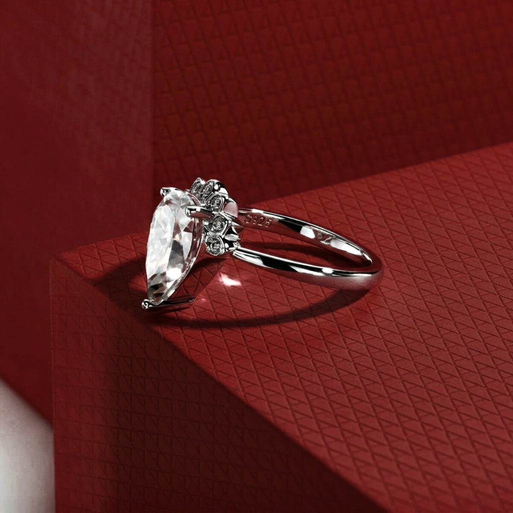 Fleur Pear Moissanite Ring