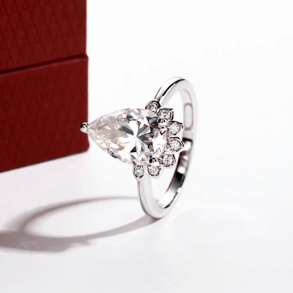 Fleur Pear Moissanite Ring