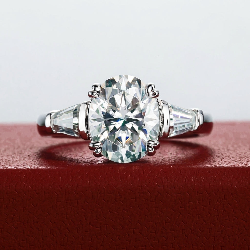 Triade Oval Moissanite Ring