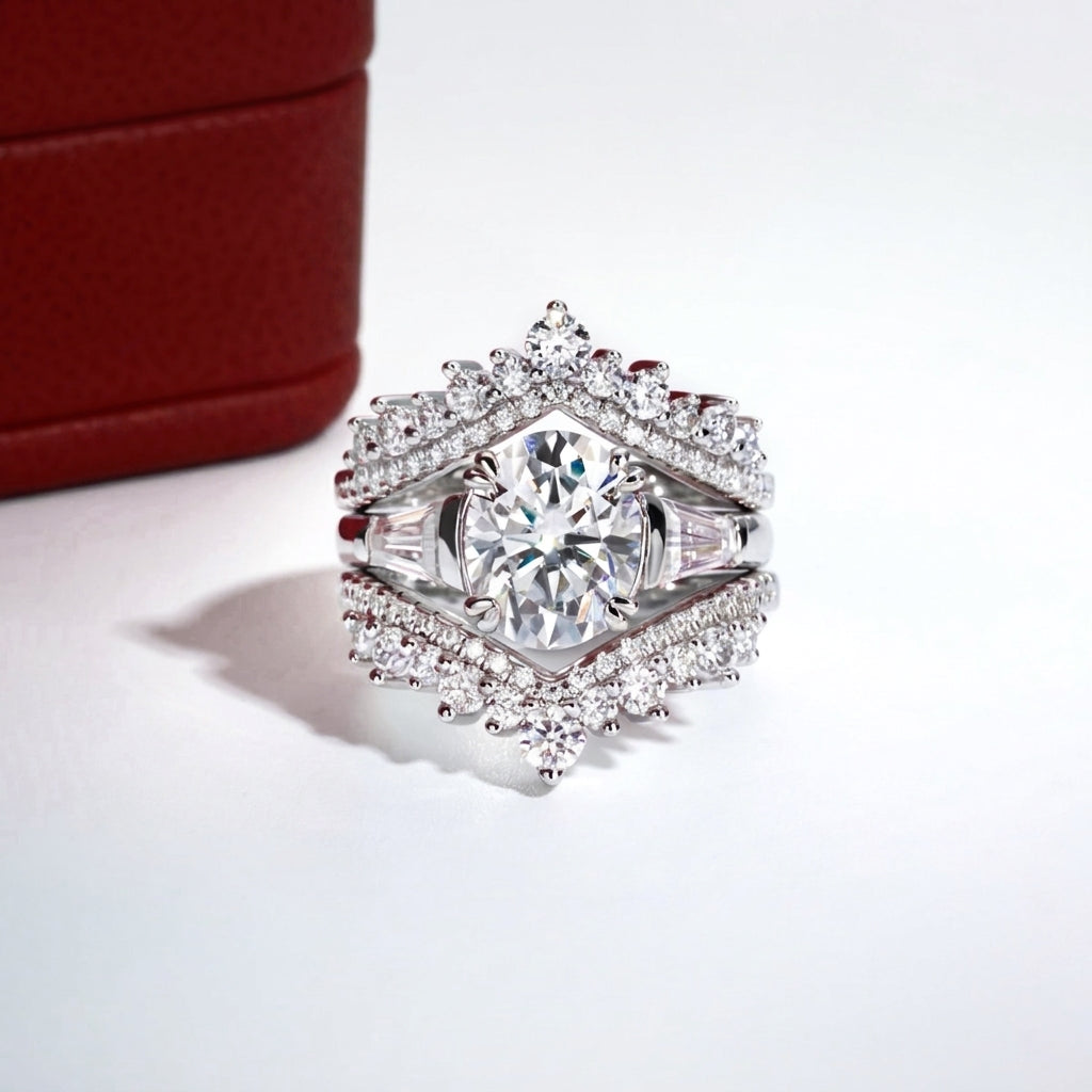 Triade Oval Moissanite Ring