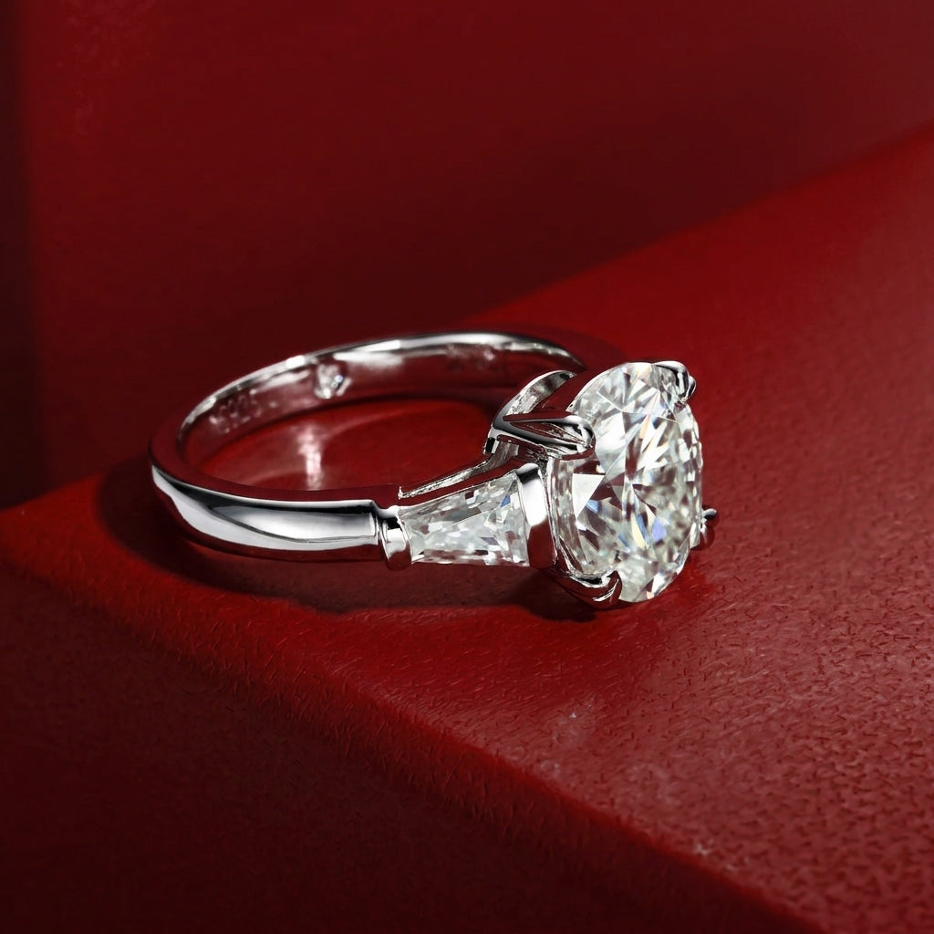 Triade Oval Moissanite Ring