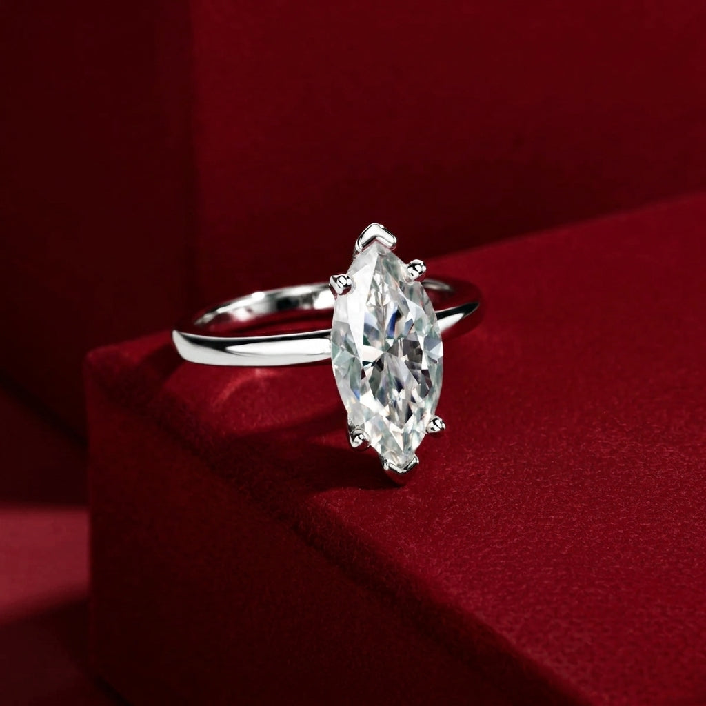 Marquise Moissanite Solitaire Ring