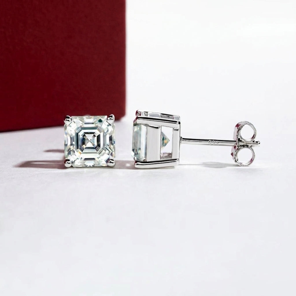 Asscher Or 10k Moissanite Earrings