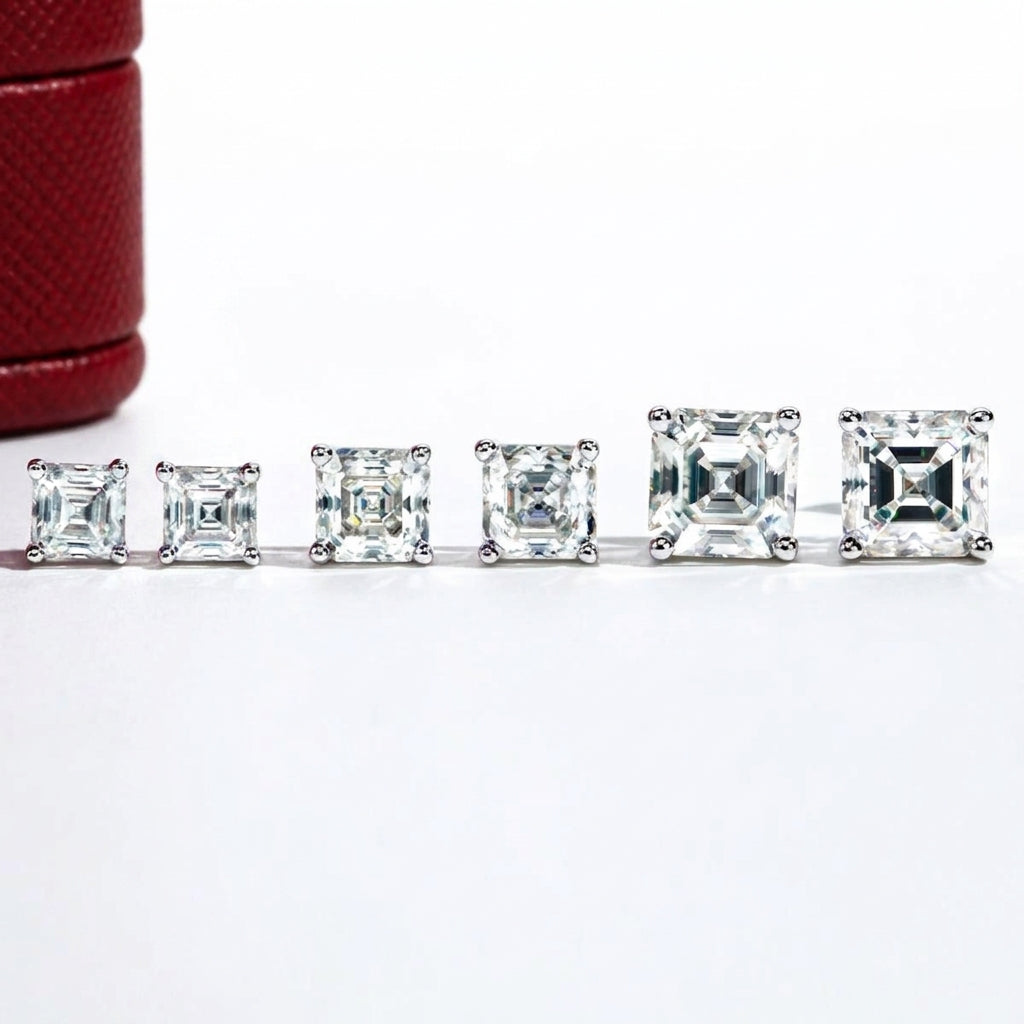 Asscher Or 10k Moissanite Earrings