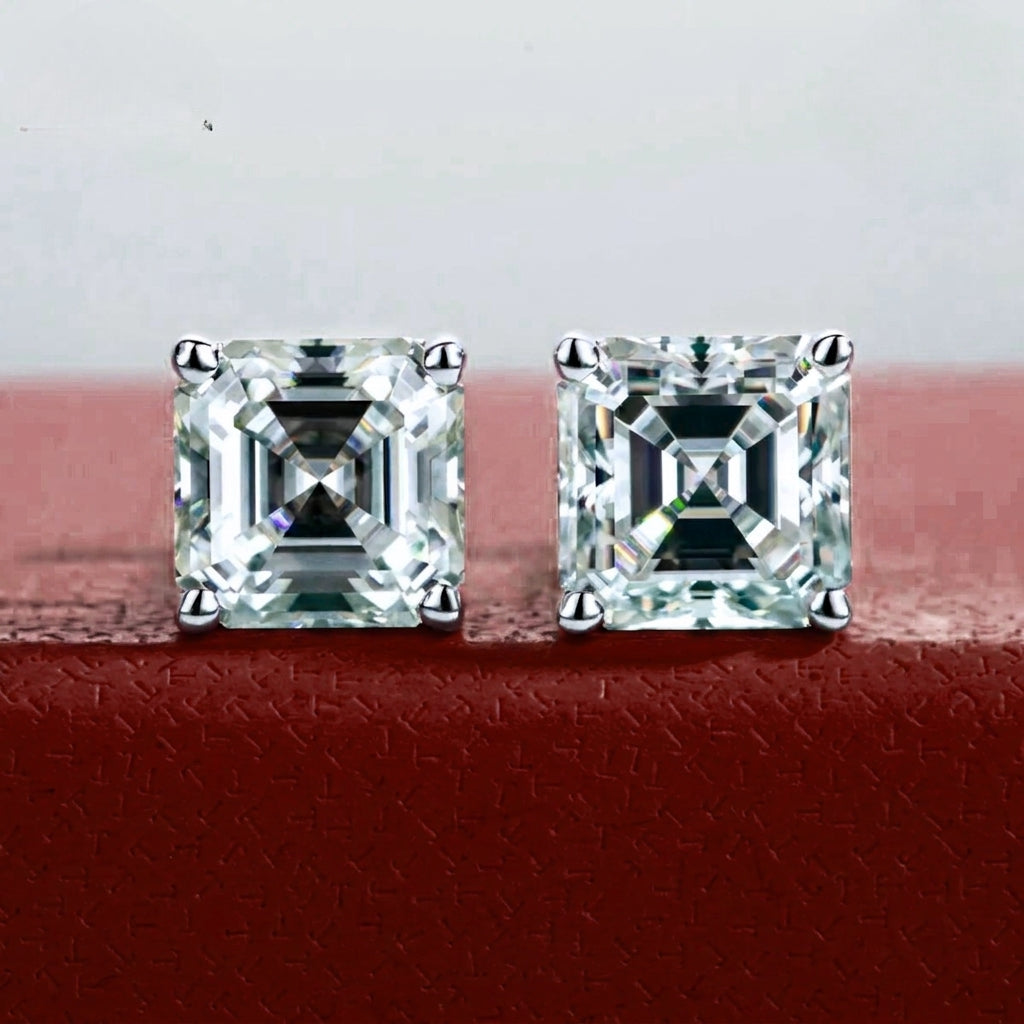Asscher Or 10k Moissanite Earrings