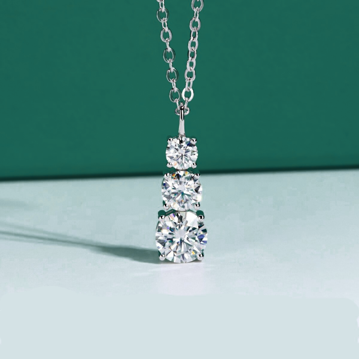 Trilogy Brilliant Moissanite Necklace