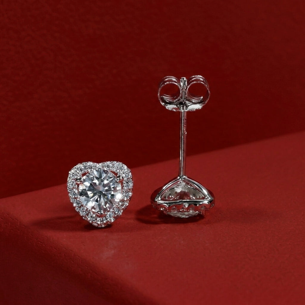 Coeur Cadre Moissanite Earrings