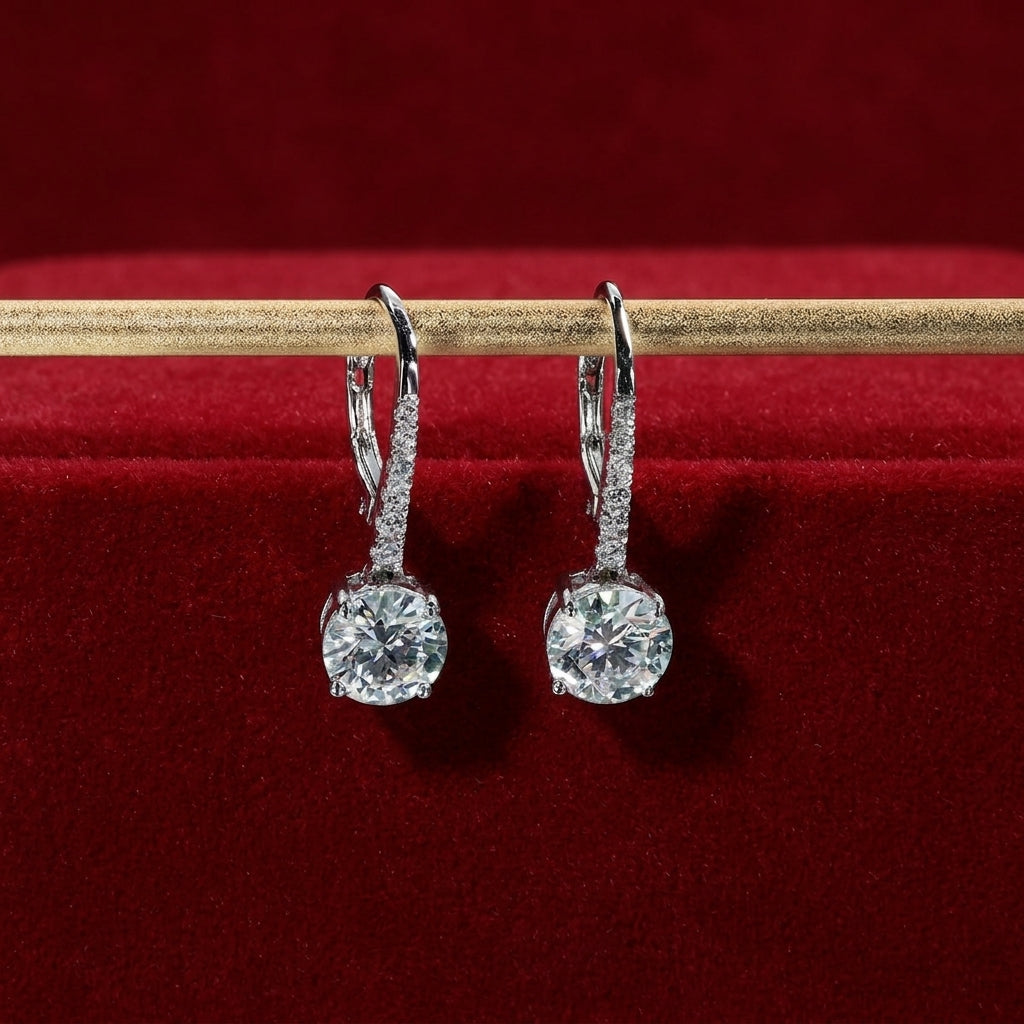 Halo Brillant Moissanite Earrings