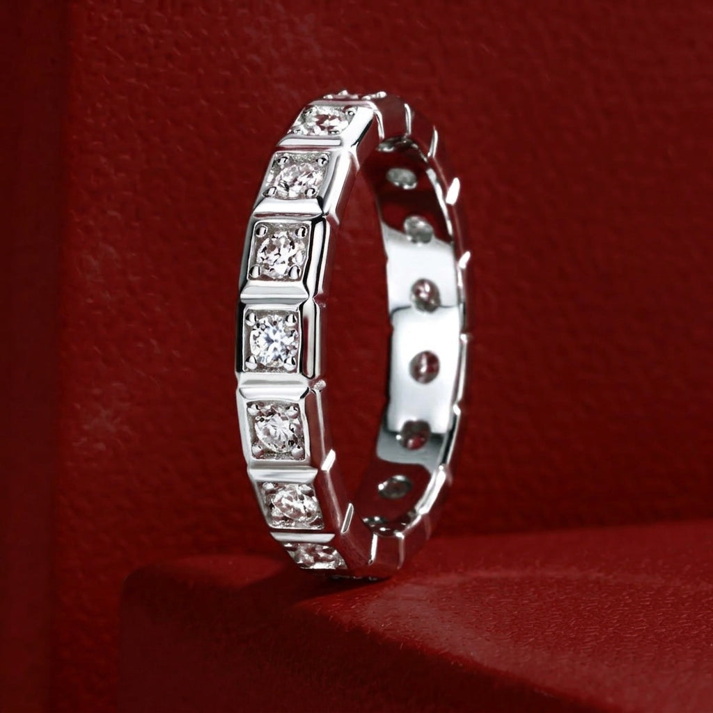 Quadra Moissanite Wedding Band