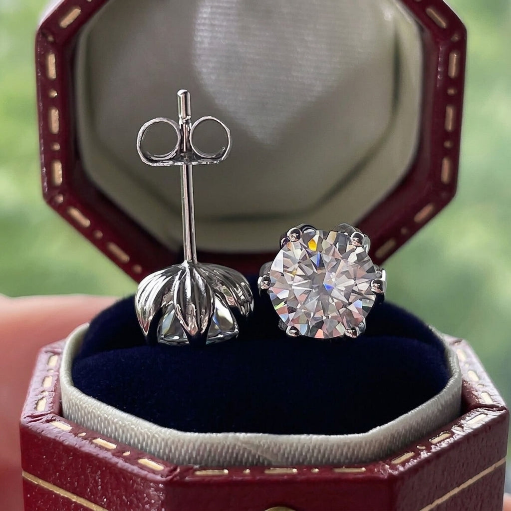 Lotus Moissanite Earrings