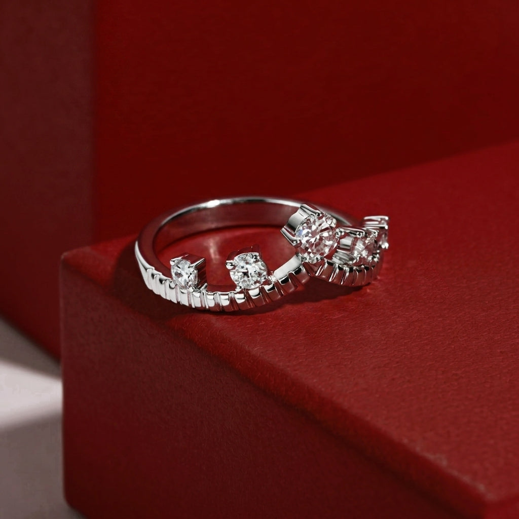 Queen Moissanite Half Eternity Band