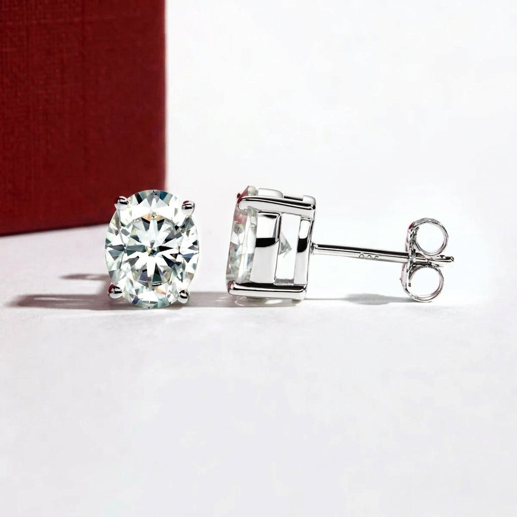 Ovale Or 10k Moissanite Earrings