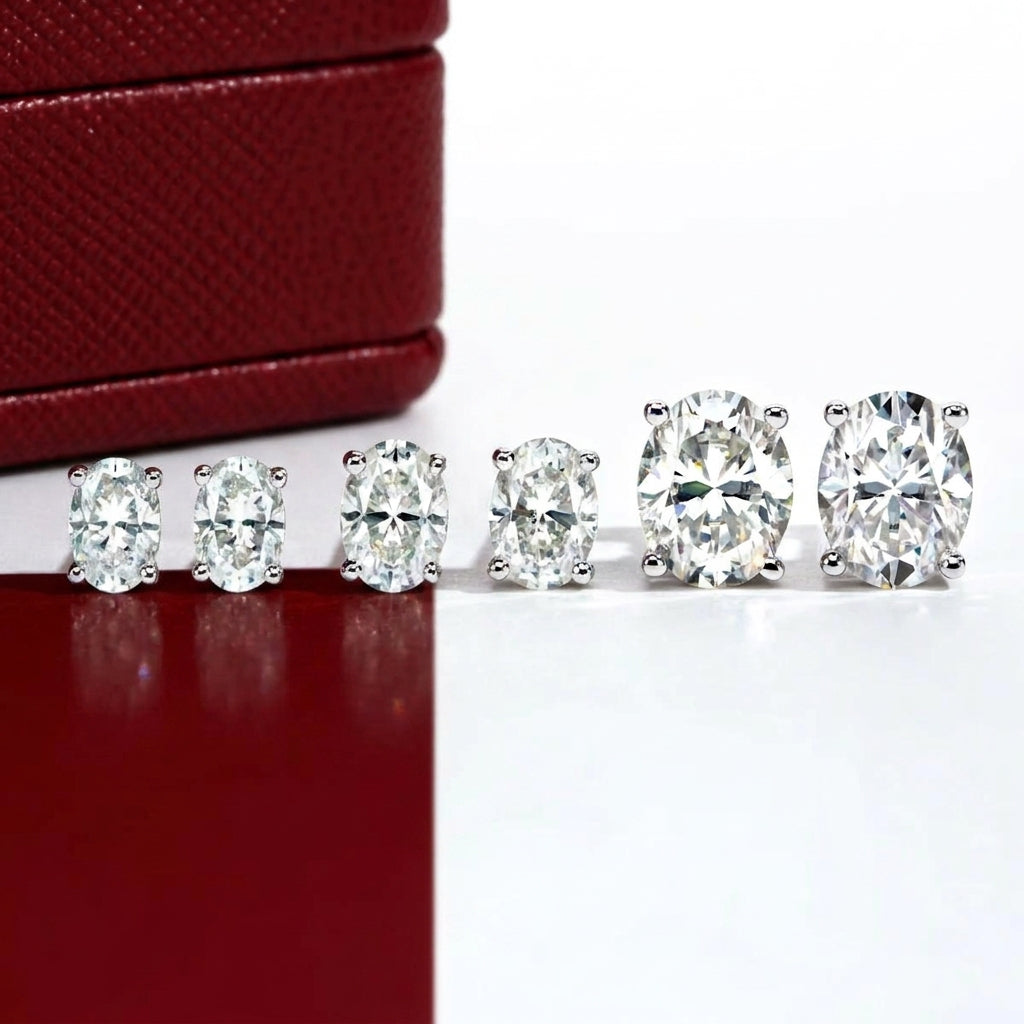 Ovale Or 10k Moissanite Earrings