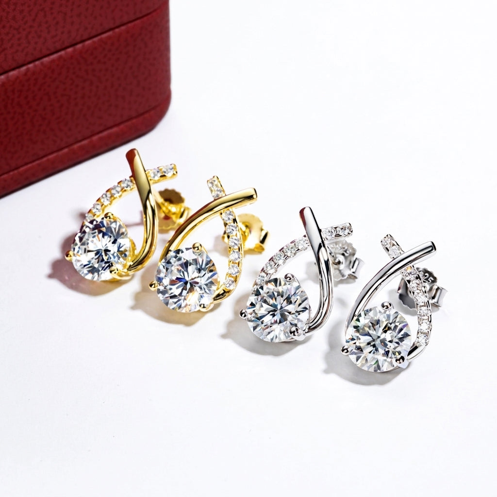 Aurora Halo Moissanite Earrings