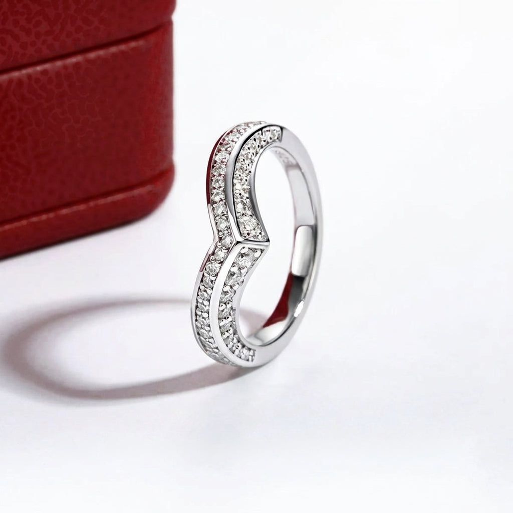 Vee Moissanite Half Eternity Band