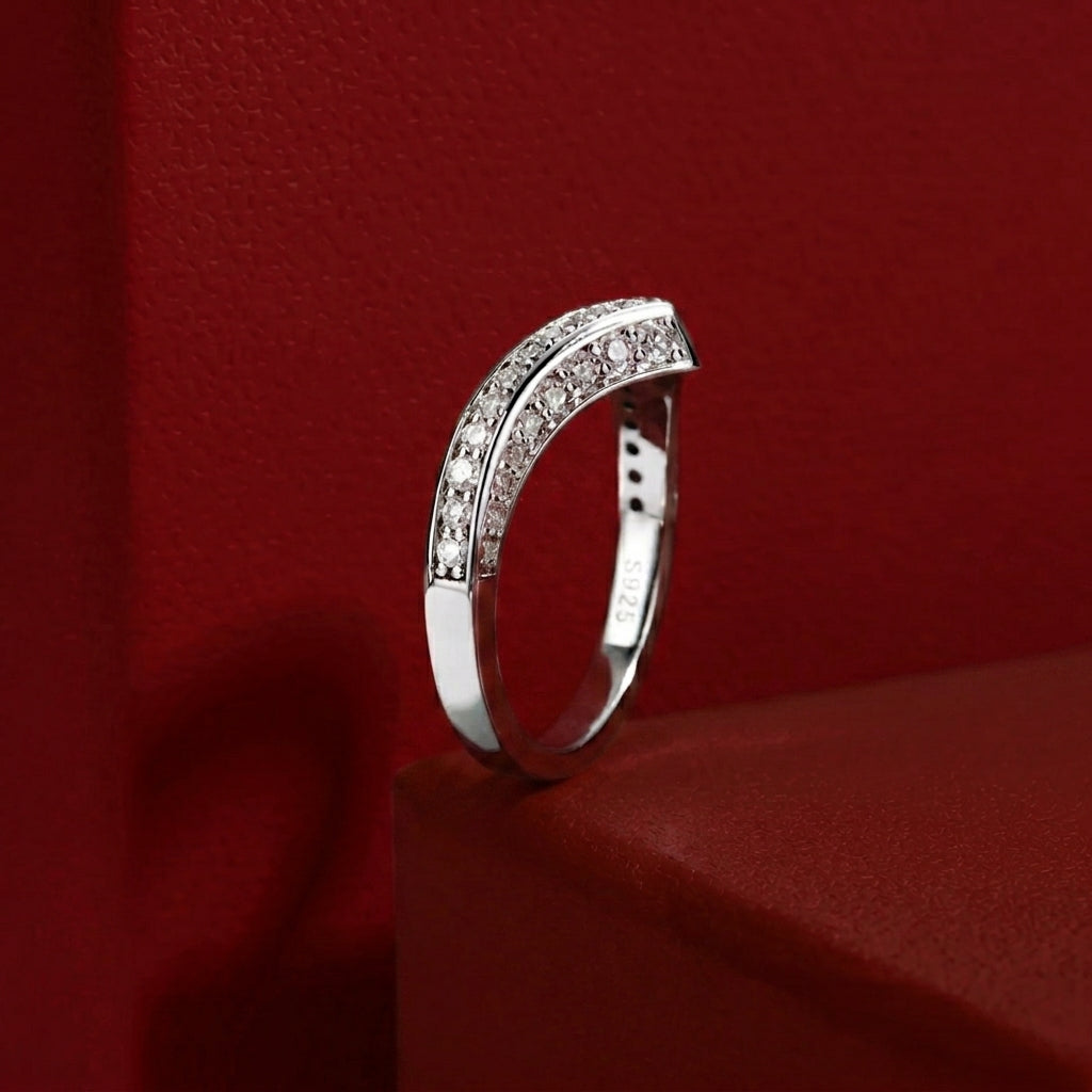 Vee Moissanite Half Eternity Band