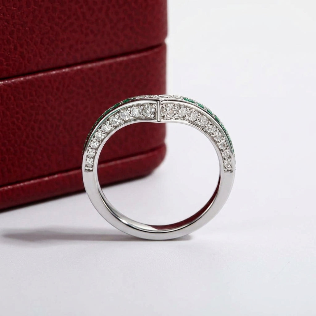 Vee Moissanite Half Eternity Band