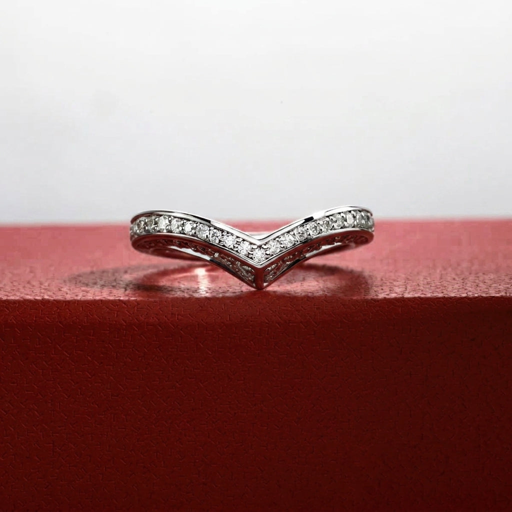 Vee Moissanite Half Eternity Band