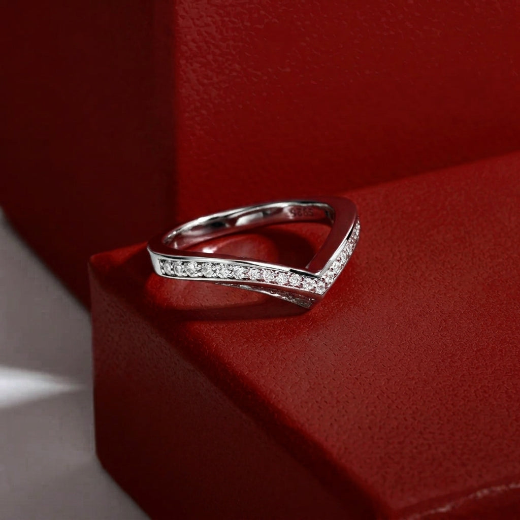 Vee Moissanite Half Eternity Band