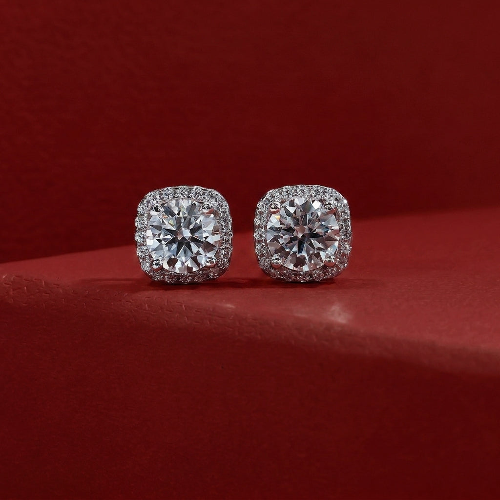 Carré Brillant Moissanite Earrings