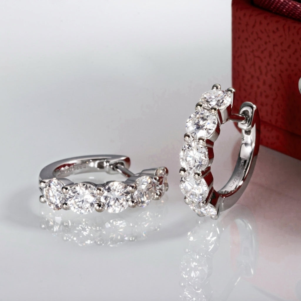 Cercle Clouté Moissanite Earrings