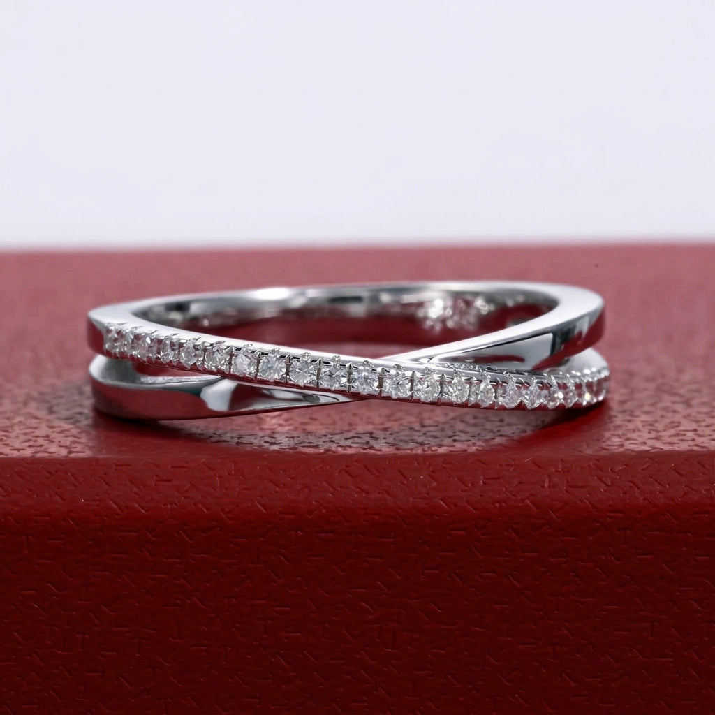 Croix Dorée Moissanite Half Eternity Band