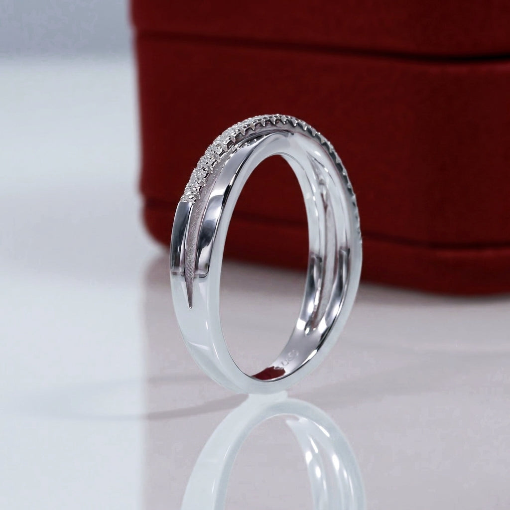 Croix Dorée Moissanite Half Eternity Band