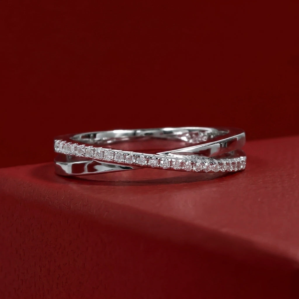 Croix Dorée Moissanite Half Eternity Band