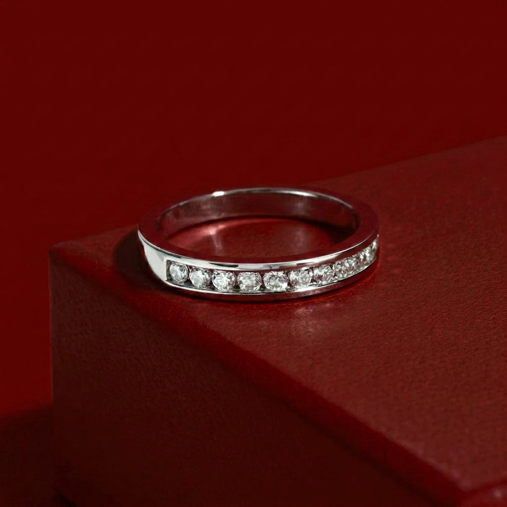 Channel Moissanite Half Eternity Band