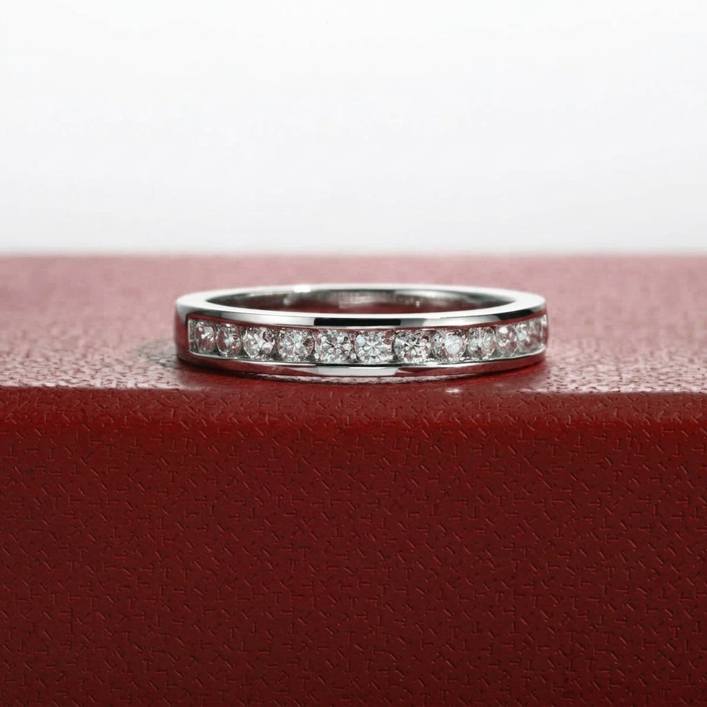 Channel Moissanite Half Eternity Band