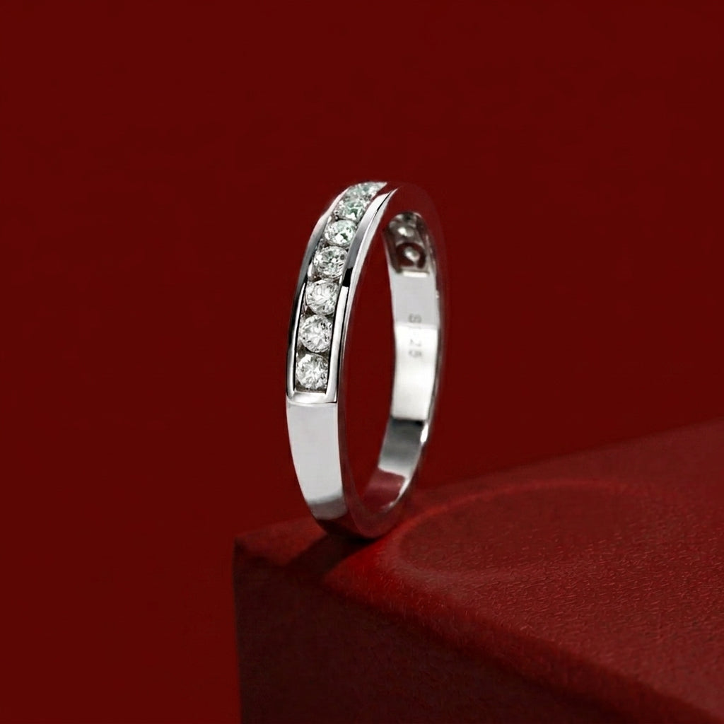 Channel Moissanite Half Eternity Band