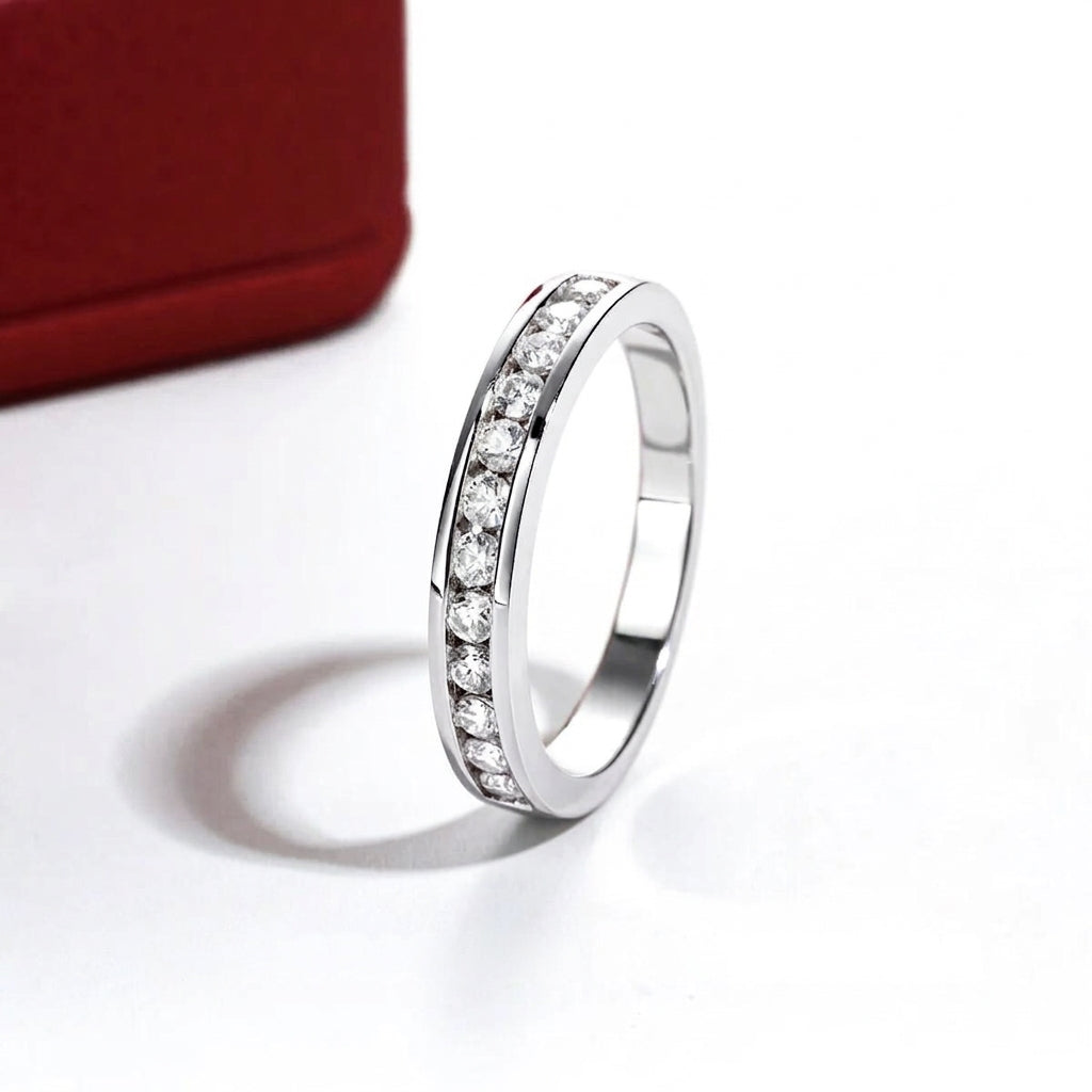 Channel Moissanite Half Eternity Band