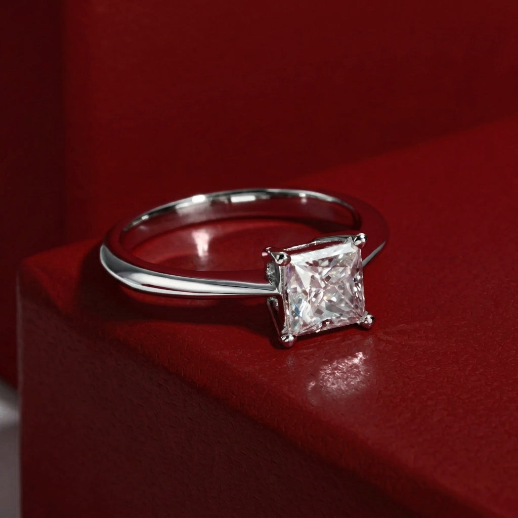 Reine Princess Moissanite Solitaire Ring