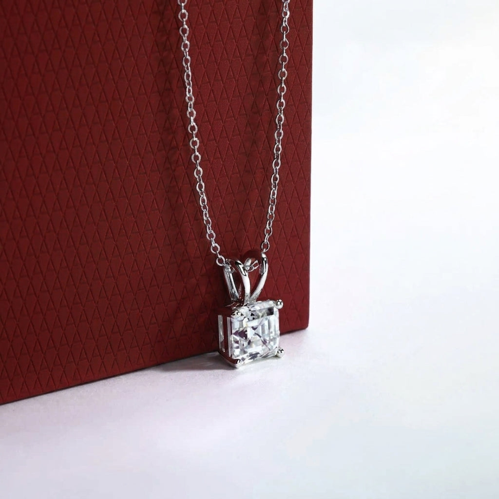 Asscher Moissanite Necklace