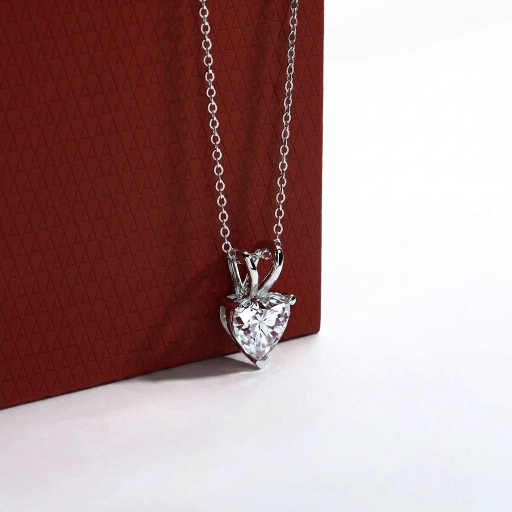 Halo Coeur Moissanite Necklace