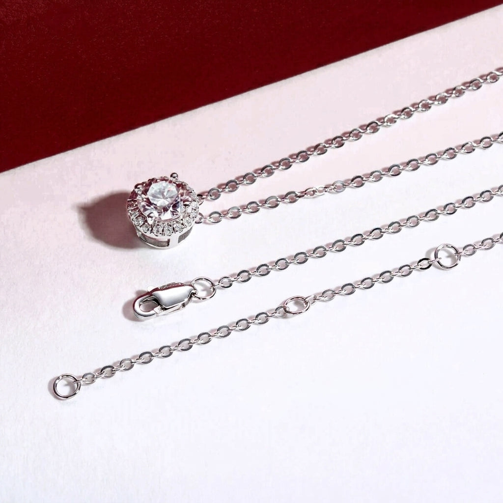 Halo Ronde Moissanite Necklace