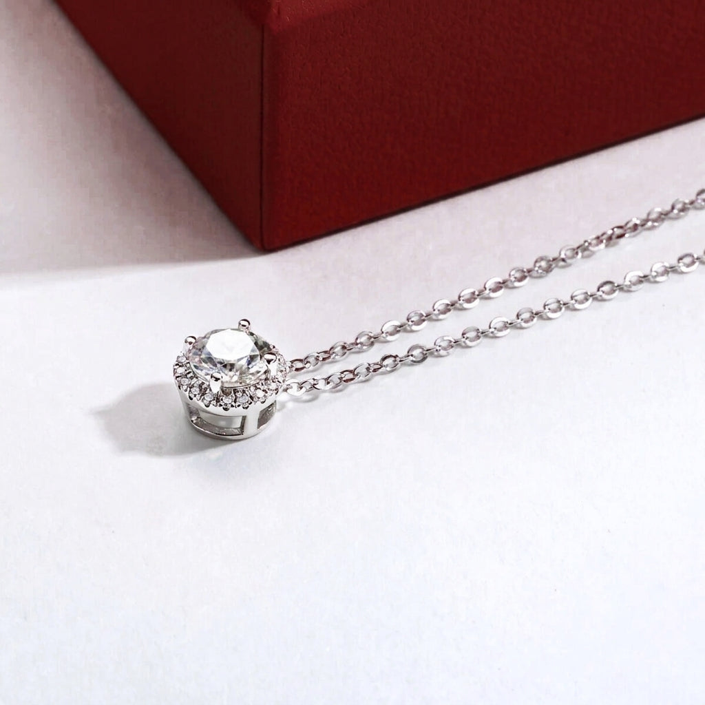Halo Ronde Moissanite Necklace