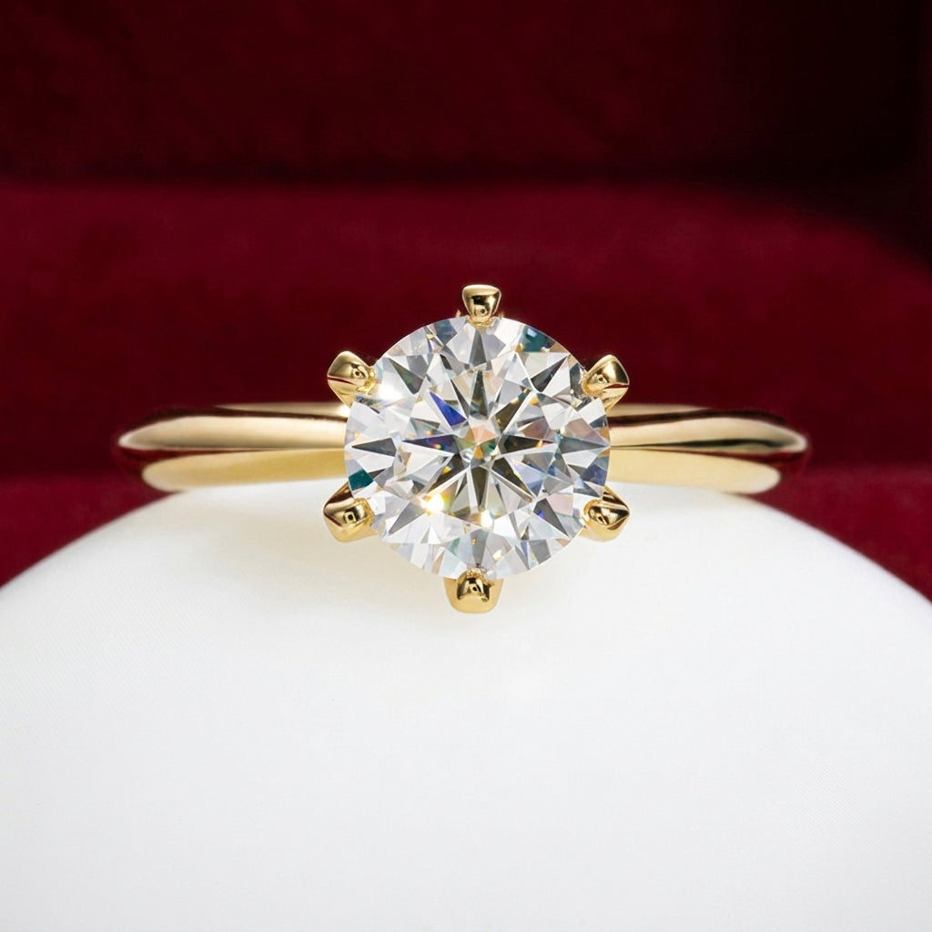 Selena Gold Moissanite Solitaire Ring