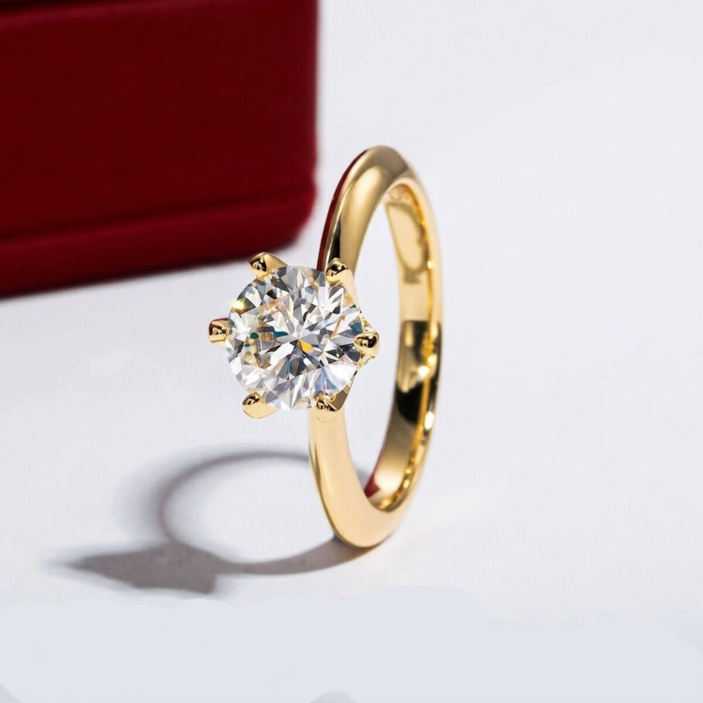 Selena Gold Moissanite Solitaire Ring