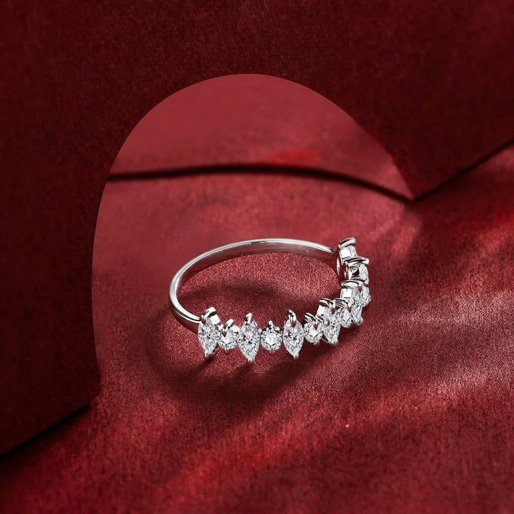 Demi Moissanite Half Eternity Band