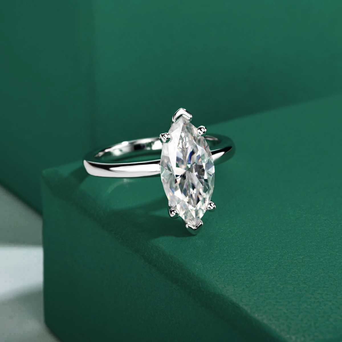 Marquise Moissanite Solitaire Ring 