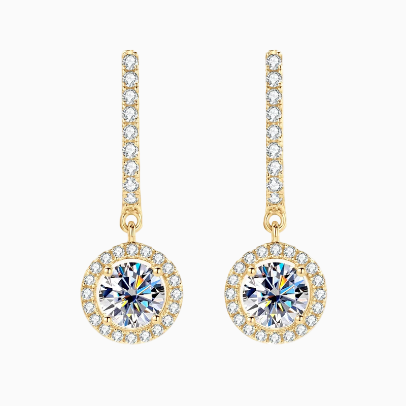 18k Gold Plated Moissanite Circular Charm Earring