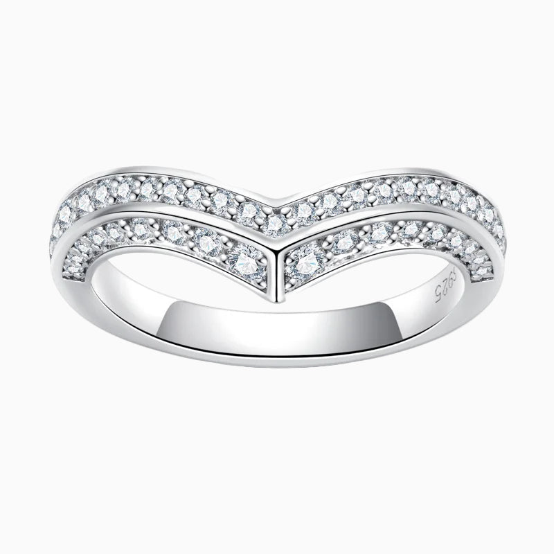 Vee Moissanite Half Eternity Band